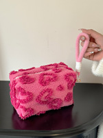 Sac de rangement cosmétique moelleux et mignon, grande capacité, organiseur de voyage pour articles de toilette et maquillage