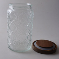 Bocal de rangement avec couvercle en bois, boîte de rangement en verre Vintage avec sceau, design rétro pour comptoir de cuisine
