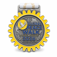Médaille personnalisée en alliage de zinc, argent antique, gravée en 3D, imprimée UV, pour le 100e anniversaire, vente en gros d'usine, récompense sportive pour la marche