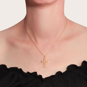 Collier Croix Daidan pour Femme, Croix Celtique Irlandaise <span class=keywords><strong>Claddagh</strong></span>, <span class=keywords><strong>Argent</strong></span> 925 Plaqué Or, Collier Croix Creuse - Product Image 4