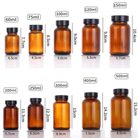 60 80 100 120 150 ml bouteille de médecine en verre ambré bouchon doré 500 ml tablette suppléments capsules bouteille bouteilles en verre de qualité supérieure