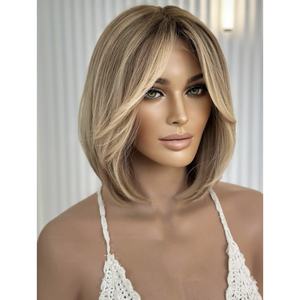 Hermosa Peluca <span class=keywords><strong>de</strong></span> <span class=keywords><strong>Cabello</strong></span> Humano Natural Rubio Platino, <span class=keywords><strong>Corte</strong></span> Pixie <span class=keywords><strong>Corto</strong></span> Tipo Bob, 150% Densidad, con Parte Profunda 13x6 y Flequillo - Product Image 4