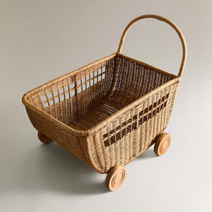 Carrito de mimbre tejido para niños, regalo de cumpleaños de un año, carrito de mano para caminar para bebés, cochecito de mimbre tejido hecho a mano para niños - Product Image 4