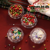 Décorations pour ongles vintage sur le thème de Noël, ultra-fines, assorties, perles colorées, paillettes, perles, nœuds en alliage, pour ongles