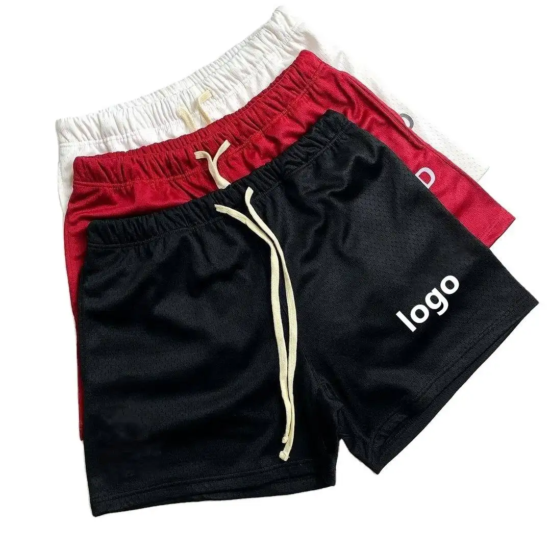 Short de course avec cordon de serrage au dessus du genou Short de sport pour homme en tissu maillé avec logo personnalisé Short de sport pour basket-ball