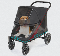Poussette pliable à 4 roues pour animaux de compagnie de taille moyenne et grande, chariot d'extérieur pour chiens et chats âgés et handicapés
