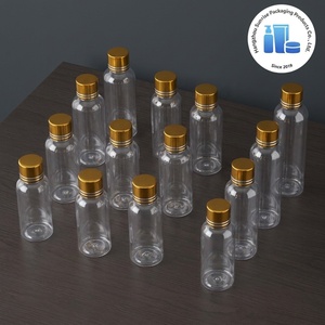 Luxuriöse Nachfüllbare 80ml PET Ätherische Öl Flasche mit Goldenem Schraubverschluss für Kosmetikverpackungen - Product Image 1