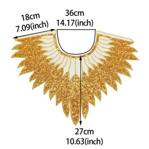 Đen <span class=keywords><strong>sequin</strong></span> đính cườm cổ áo đính miếng vá, tự làm trang phục cổ tôn tạo cho trang phục, áo choàng, sân khấu, hoặc buổi tối mặc - Product Image 3