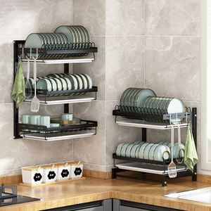 厂家直销碗碟架悬挂水槽2层带托盘碗壁挂式厨房水槽碗碟架 - Product Image 2