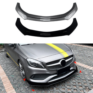 Amp-Z Front Bumper Lip Splitter For Mercedes-Benz A-Class W176 2013-2018 A45 AMG Piano Black Carbon Fiber Texture - Product Image 1
