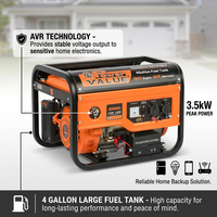 Leistungsstarker 3,2KW 3,5KW Tragbarer Benzin-Generator Einphasiger Mini-Benzingenerator für Notfälle zu Hause