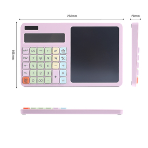เครื่องคิดเลขตั้งโต๊ะอเนกประสงค์ 2 in 1 พร้อมหน้าจอ LCD ใช้พลังงานจากแบตเตอรี่และพลังงานแสงอาทิตย์ สีชมพู ของขวัญสำหรับสำนักงาน - Product Image 2