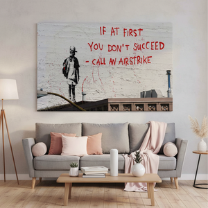 Lienzo Impreso 'Call an Airstrike' de Banksy - Estilo Arte Callejero, LIENZO ENROLLADO - Product Image 3