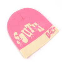 Acrylique Y2K Beanie Haute Qualité Jacquard Motif Lettres Bonnet Réversible Chapeau Femmes Mode Crâne Cap