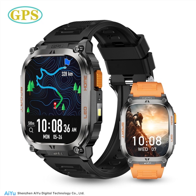 Outdoor GPS Sports QX18 Smartwatch 2.01inch BT Call LED 630mAh Long Battery Life SOS Compass IP68 Waterproof Men Smart Watch