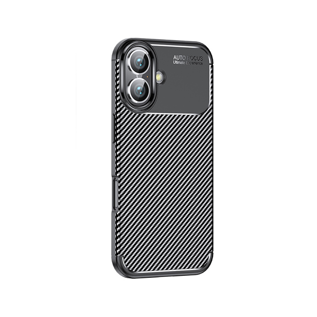 For iPhone 16 Pro Max TPU Bumper Shockproof Case Camera Protector for iPhone 15Pro Max Anti Drop Carbon Fiber Texture Back Cover