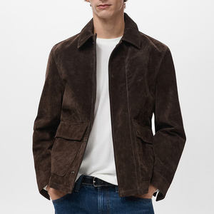 Zipper Closure Streetwear Style Leather <b>Jacket</b> High Selling Long Sleeved Premium Quality Made <b>Men</b> <b>Suede</b> Leather <b>Jacket</b> - Product Image 1