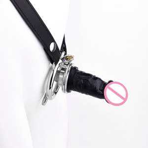 FRRK Male Chastity Lock Cage Slave <strong>Sexual</strong> <strong>Ring</strong> <strong>Cock</strong> Cage With Dildo Head Belt BDSM Bondage Negative Penis Cage Sex Toy for Male - Product Image 3