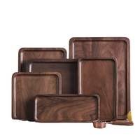 Plateau de service rectangulaire en noyer noir massif de qualité supérieure, style moderne et minimaliste, pour café, thé, petit-déjeuner, décoration de la maison ou du bureau