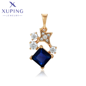 A00917798 xuping takı moda zarif lüks kraliyet günlük tasarım hediye elmas koyu mavi taş 18K altın renk kolye