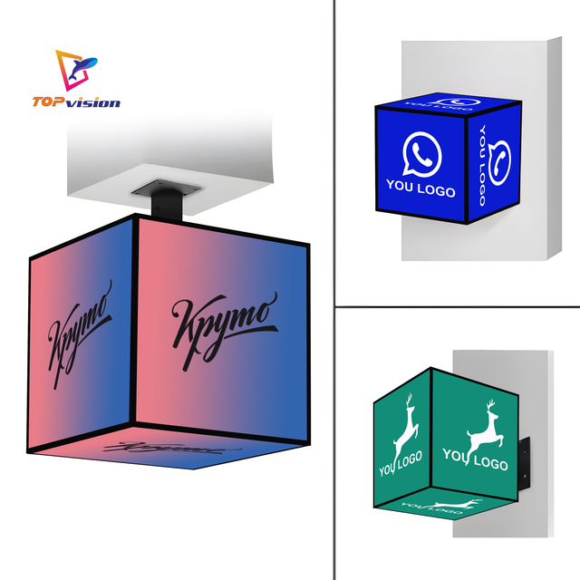 TOPvision New Design Led Digital Advertising Display Screen Creative Outdoor Waterproof Rotating Magic Cube Led Displays