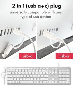Teclado con Cable OEM ODM para Mac con Hub USB 2X USBA 1x USBC, Teclado Retroiluminado Compatible con Interfaz Dual, Detección Automática del Sistema Operativo - Product Image 3