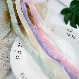 Cinta elástica multicolor de 1 cm con volantes de encaje de un solo borde para lazos para el cabello, ropa infantil y adornos decorativos DIY - Product Image 2