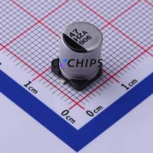 Condensateur électrolytique hybride solide-liquide en aluminium SMD EEHZA1H470P, D8xL10.2mm 47uF 20% 50V 1.8A-100kHz - Product Image 1