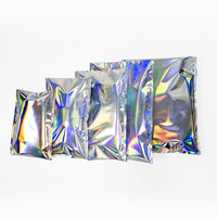 Sacs d'expédition en polyéthylène holographique personnalisés, enveloppes express en aluminium brillant adhésives, sacs d'expédition arc-en-ciel avec logo