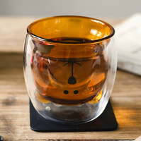 Tasse en verre borosilicate à double paroi isolée, motif ours mignon, pour café et jus, idéale pour la maison – Nouveauté usine, vente chaude