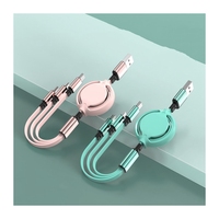 Câble de données chargeur Usb C multi type C de voiture rose de haute qualité rétractable 3 en 1 charge pour câble de charge Iphone