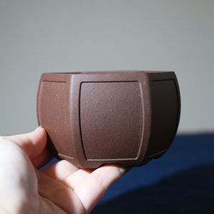 Maceta Hexagonal de Arcilla Morada con Forma de Ventana, Hecha a Mano, Estilo Chino Clásico, Pequeña, para Calamus - Product Image 3
