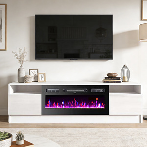 Crystal Effect Remote Control Adjust Temp Tv Stand Electric <strong>Fireplace</strong> <strong>Mantel</strong> with Heat for Living Room - Product Image 2