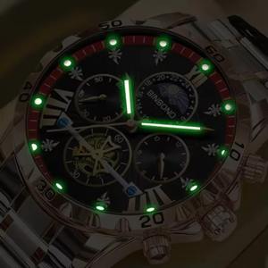 BINBOND 3103 Fashion Men's Alloy <b>Case</b> Stainless Steel Band Quartz <b>Watch</b> with Luminous Dial Chronograph Waterproof - Product Image 5
