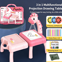 Grande Table de Dessin et de Construction en Plastique pour Enfants, Motif Cerf de Dessin Animé, avec Diapositives, pour Gribouiller et Écrire, pour 5 à 7 Ans