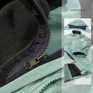 Wholesale Customized Men's Winter <b>Jacket</b> with Zipper and <b>Fleece</b> Hooded Outdoor Leisure Hiking Windproof <b>Jacket</b> Hat Detachable - Product Image 2