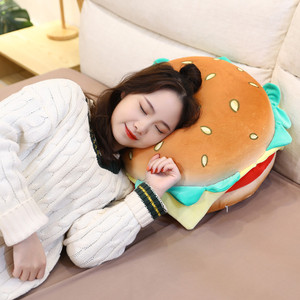 Juguete <span class=keywords><strong>de</strong></span> comida <span class=keywords><strong>de</strong></span> peluche colorido decoración del hogar forma <span class=keywords><strong>de</strong></span> hamburguesa cojín PP algodón relleno hamburguesa Juguetes - Product Image 2