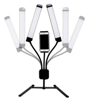 Double 2 bras led vlogging kit éclairage vidéo tournage de film 50w selfie anneau lumineux pour téléphone caméra