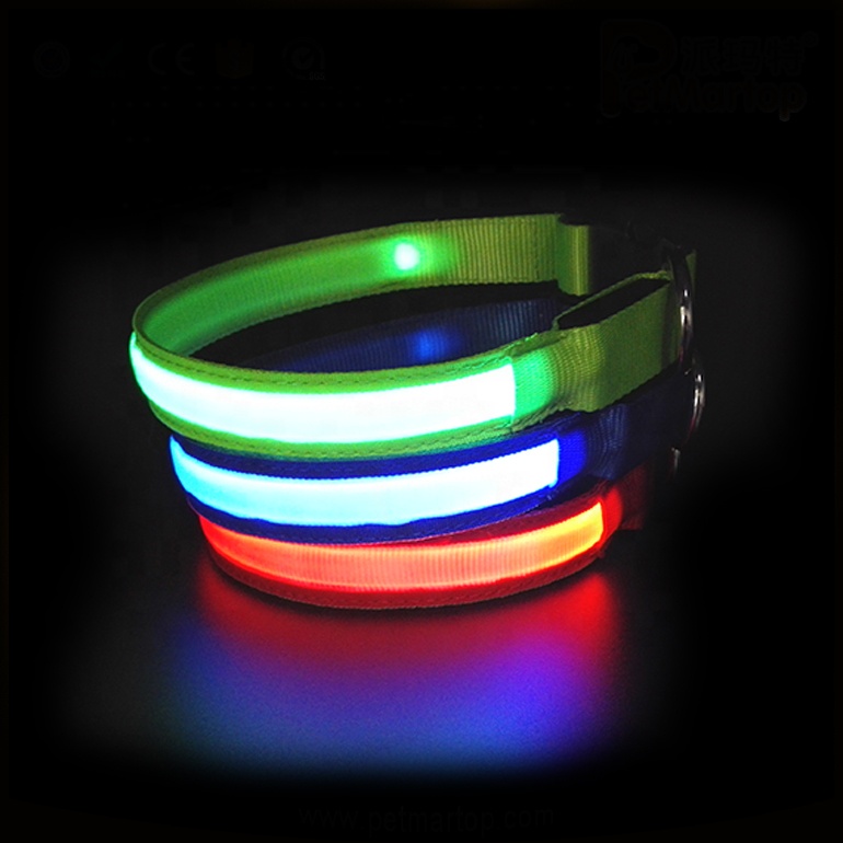 Прямая продажа с фабрики ночь Детская безопасность мигающий светятся в темноте ошейник для собак нейлон LED Pet Ошейник