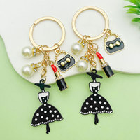 Porte-clés mignon en alliage avec pendentif en forme de goutte d'huile, boîte à cosmétiques de luxe exquise de style européen et américain, imitation rouge à lèvres