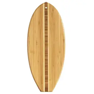 맞춤형 로고 조각 대나무 서핑 보드 모양의 도마 대나무 서빙 보드 및 주방 도마