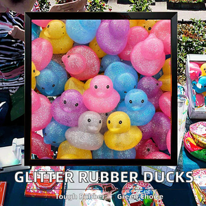 グリッターカスタムブラックラバーダックキュートデザインスクイーキングプロモーションおもちゃギフト - Product Image 3