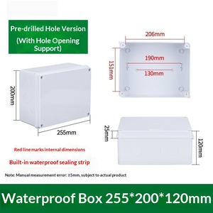 255x200x120mm IP65 Waterproof Junction Box Blank Enclosure No Holes with Built-in Sealing <b>Strip</b> Terminal box - Product Image 1