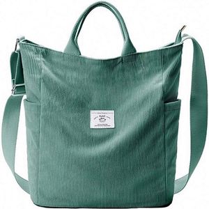 Sac fourre-tout en velours côtelé pour filles, personnalisé avec logo, décontracté, simple, durable, portable, pour l'école - Product Image 5