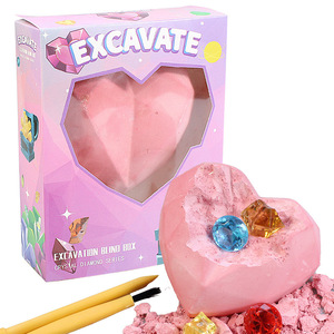 Gemme d'excavation archéologique bricolage fossile de trésor fouillé à la main garçons et filles coeur de pêche boîte aveugle jouets éducatifs faits à la main - Product Image 3