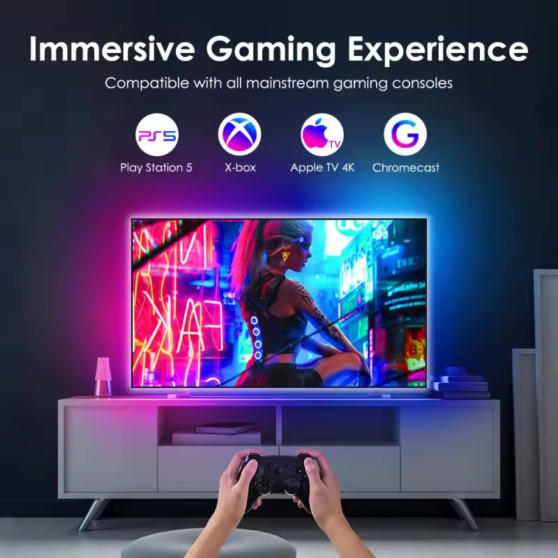 led strip lights sync with tv display 75 inches