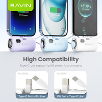 Banque d'alimentation portable BAVIN Factory PC1092S PC1091S, petit format, port USB-C, charge rapide, 5000 mAh, pour téléphone