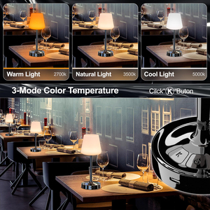 Lampe de table sans fil rechargeable et étanche, lumière de douche portable à intensité variable, lampe de chevet extérieure pour chambre, cuisine, camping - Product Image 3