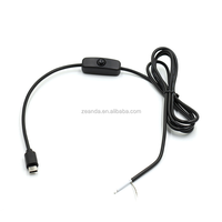 Kabel saklar Tipe C Tipe C ke kabel terbuka dengan LED on off untuk Printer komputer pemindai Barcode