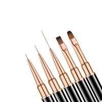 Pinceau à ongles professionnel double embout noir et or rose avec poils en nylon pour salon de manucure – Vente en gros